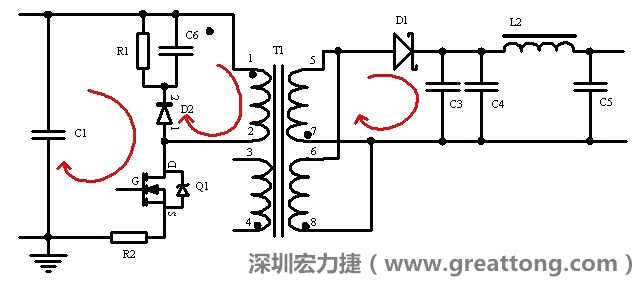 元件布局的時候，要優(yōu)先考慮高頻脈沖電流和大電流的環(huán)路面積，盡可能地減小,以抑制開關(guān)電源的輻射干擾