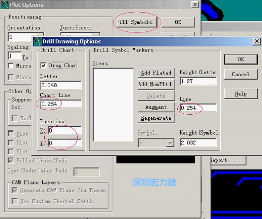 轉(zhuǎn)孔圖時(shí)也需在Customize Document欄點(diǎn)擊Option，在彈出的Plot Options-窗口中選擇Drill Symbols