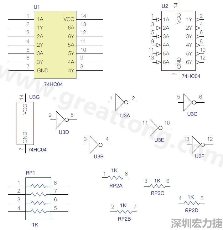圖1 半導(dǎo)體元件供應(yīng)商所畫的電路圖符號是模擬元件的接腳圖，而非訊號流程。