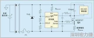 圖1：一個(gè)簡(jiǎn)單的-48V熱插拔電路。