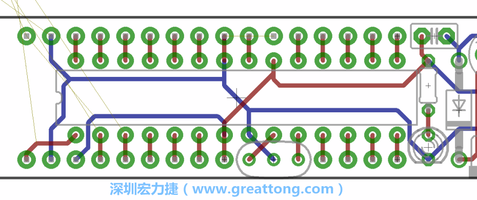 如果可以的話盡量讓接地線保持在電路板的背面，這樣它們就可以在可能范圍內(nèi)和最大的接地面連結(jié)在一起。