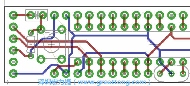 4.2. 然后在電路板的背面進(jìn)行布線。