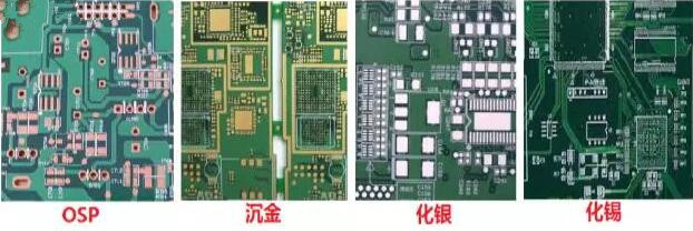 表面工藝分：熱風(fēng)整平，沉金， 化銀， 化錫， OSP 等幾種表面工藝