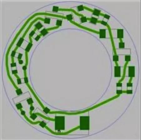 圖6：PCB布線例子：(a)拓?fù)涫阶詣硬季€器(完成了100%導(dǎo)線的布線)；